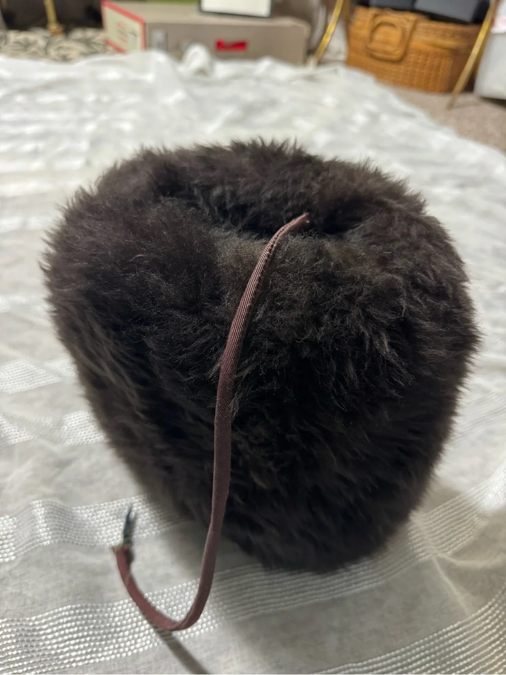 Vintage muffin cuff Faux Fur Accessory - Dark Brown
